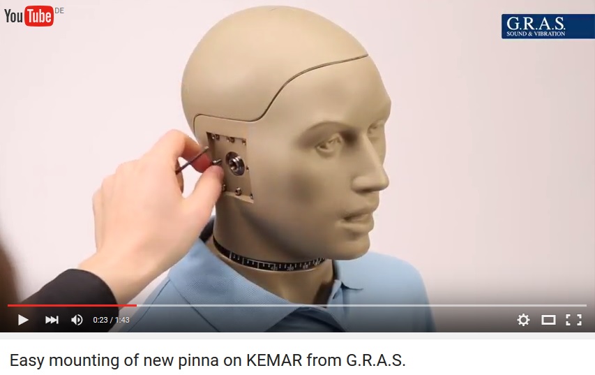 Easy mounting of new pinna on KEMAR from G.R.A.S. 